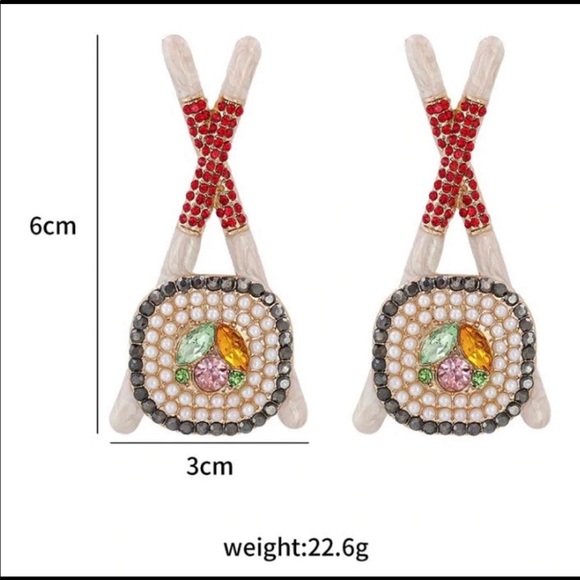 BAUBLE BAR “SUSHI /CHOPSTICKS” SPARKLY PIERCED EARRINGS - Picture 3 of 6